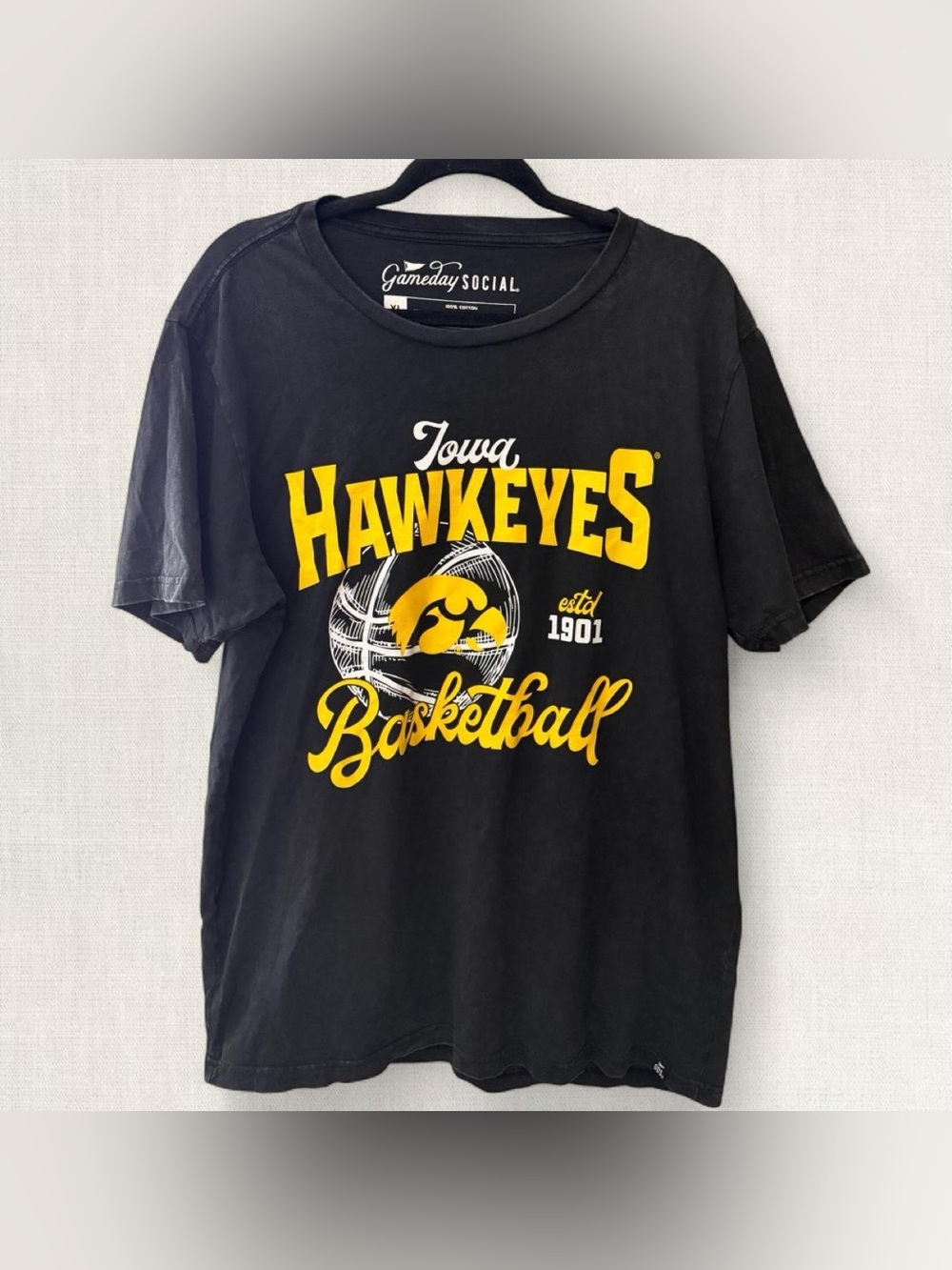 Iowa Hawkeyes Black & Yellow Basketball Tee